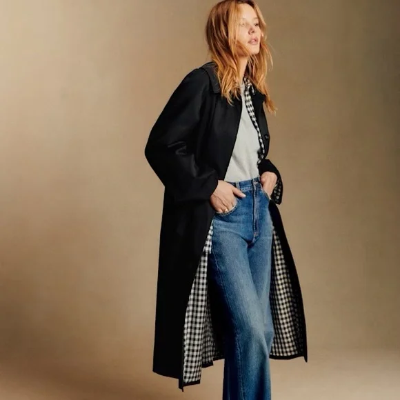 Sezane Clyde Trench Coat in Black - Picture 3 of 10